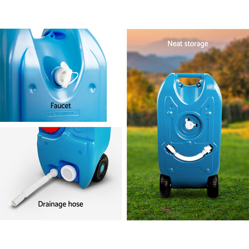 Danoz Direct - Weisshorn 40L Portable Wheel Water Tank Camping Caravan Storage Blue
