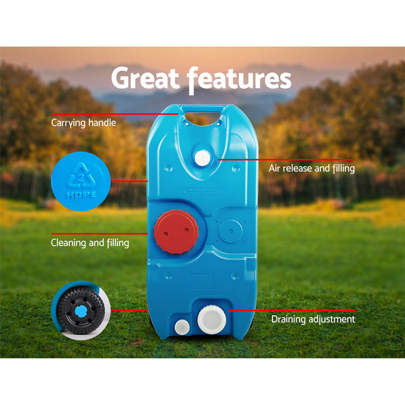 Danoz Direct - Weisshorn 40L Portable Wheel Water Tank Camping Caravan Storage Blue