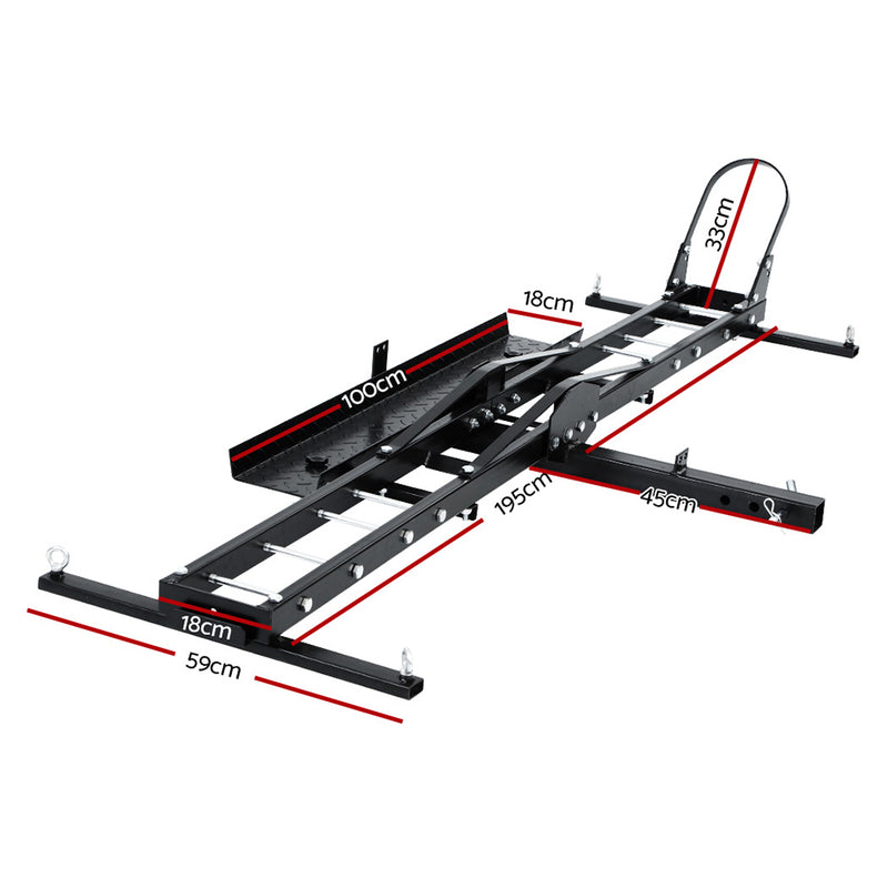 🏍️ Danoz CarSmart | Giantz Motorcycle Carrier Rack | 227kg Capacity | 2″ Hitch | Adjustable Wheel Chock | Double-Side Ramp | Heavy-Duty Steel