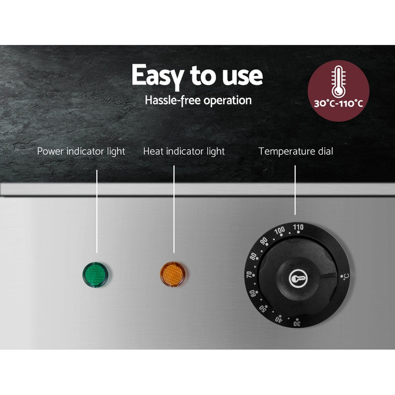 Danoz Appliances - Devanti Commercial Food Warmer Bain Marie 3 Electric Buffet Pans