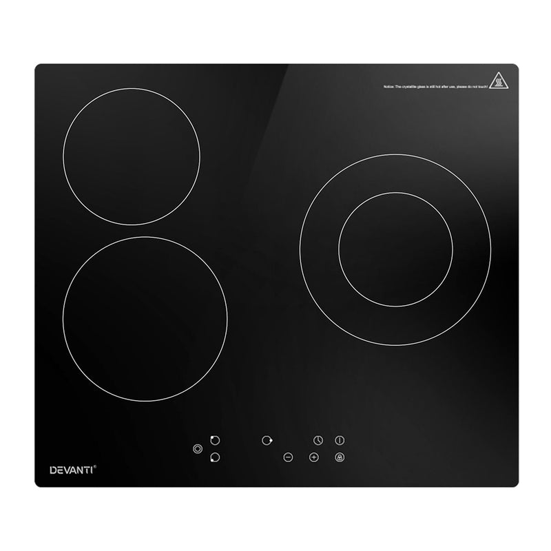 Danoz Direct - Devanti Electric Ceramic Cooktop 60cm Kitchen Cooker 4 Burner Hob Touch Control 5200W
