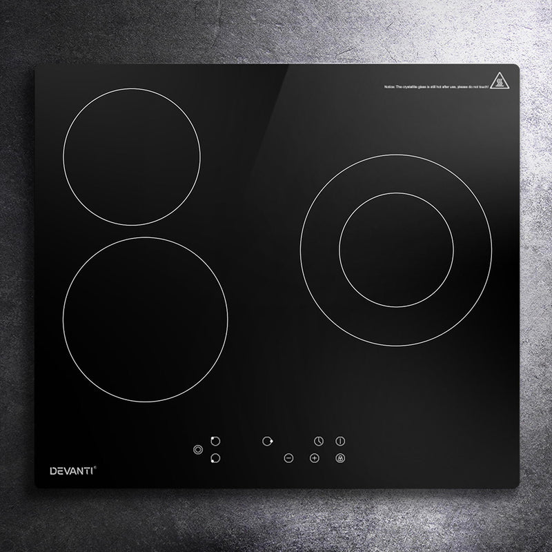 Danoz Direct - Devanti Electric Ceramic Cooktop 60cm Kitchen Cooker 4 Burner Hob Touch Control 5200W