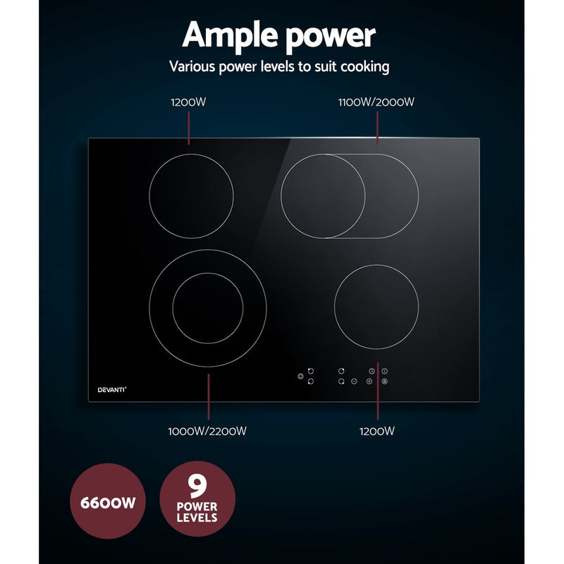 Danoz Kitchen 🧑‍🍳🥘 Devanti Electric Ceramic Cooktop 77cm. Incl. Delivery