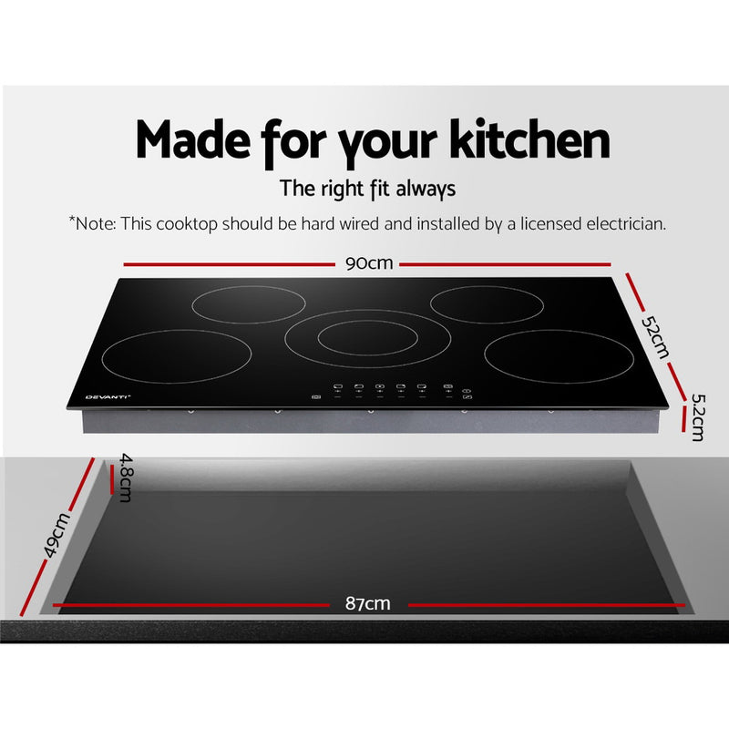 Danoz Kitchen 🧑‍🍳🥘 Devanti Electric Ceramic Cooktop 90cm