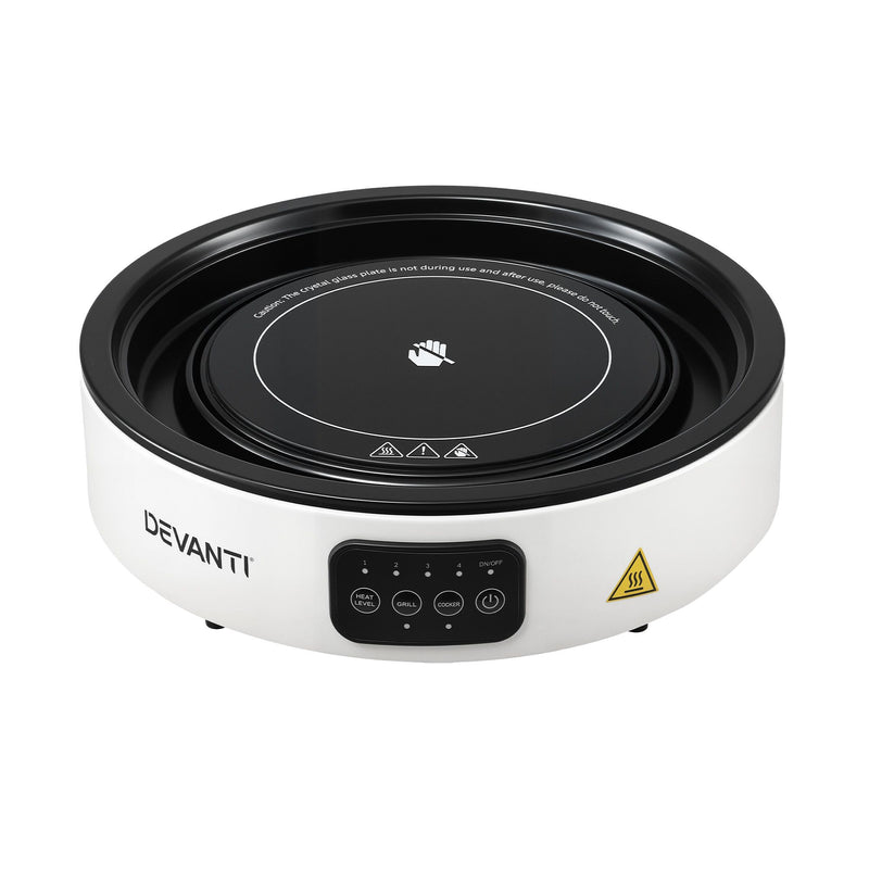 🍳 Danoz CookSmart | Devanti Ceramic Cooktop | 2000W Electric Hot Plate | Detachable Grill | 6 Cooking Functions | Countertop | White