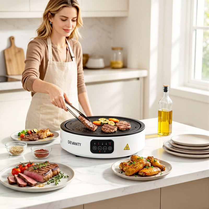 🍳 Danoz CookSmart | Devanti Ceramic Cooktop | 2000W Electric Hot Plate | Detachable Grill | 6 Cooking Functions | Countertop | White
