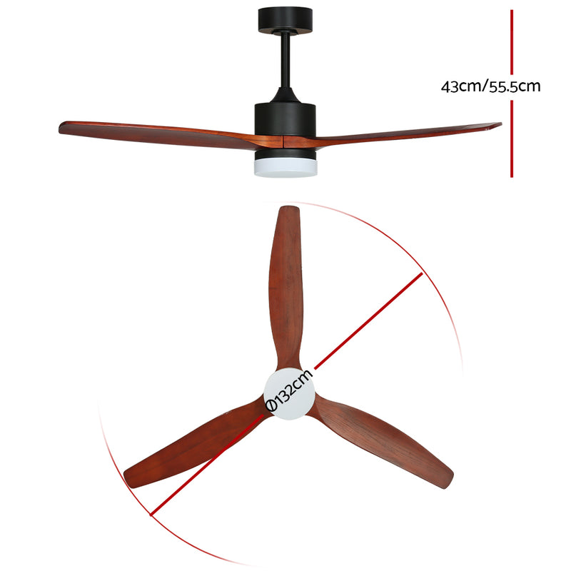 Danoz Appliances - Devanti 52'' Ceiling Fan AC Motor 3 Blades w/Light - Dark Wood