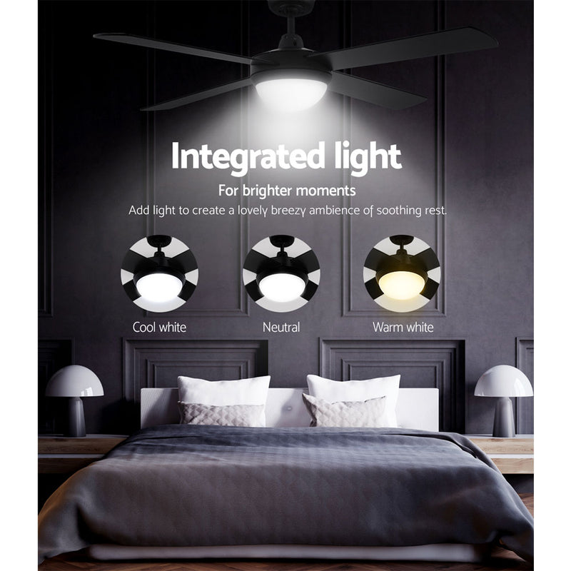 Danoz Appliances - Devanti 52'' Ceiling Fan AC Motor w/Light w/Remote - Black