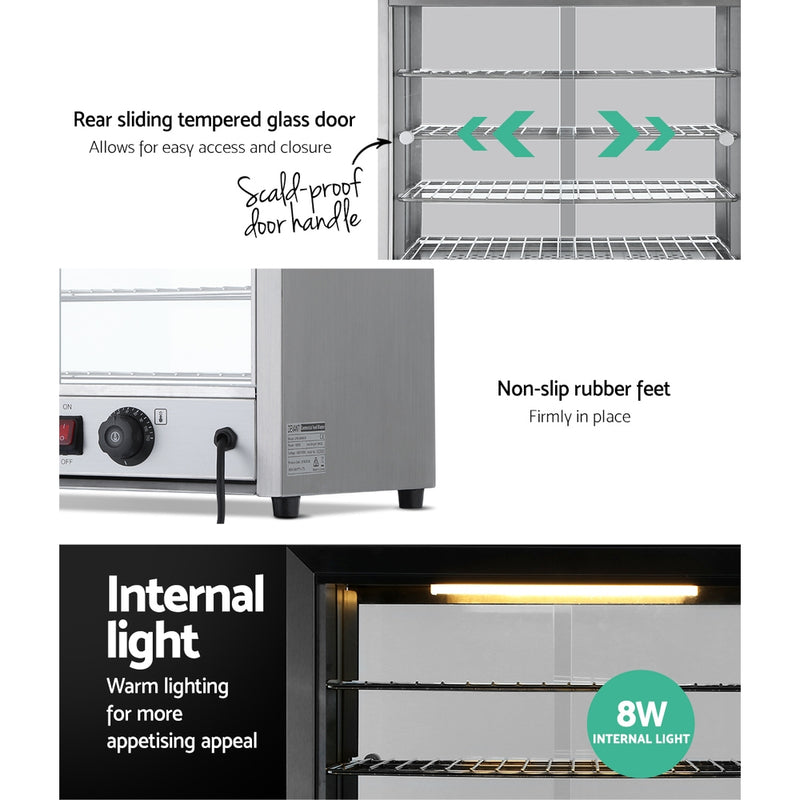 Danoz Appliances - Devanti Commercial Food Warmer Hot Display Showcase Cabinet 54cm