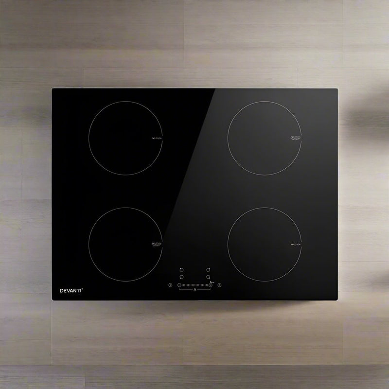 Danoz Kitchen 🧑‍🍳🥘 Devanti Electric Induction Cooktop 70cm Ceramic 4 Zones Stove Cook Top Hot Plate 7000W - Incl. Delivery