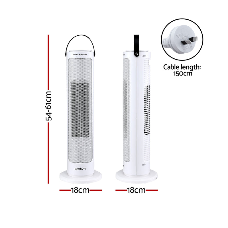 Danoz HeatingSmart 2000W Ceramic Tower Heater 🔥 | 4 Modes incl. ECO | Wide-Angle Oscillation | 9-Hour Timer | Remote Control | Tip-Over & Overheat Protection | 1-Year Warranty!