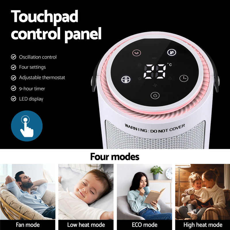 Danoz HeatingSmart 2000W Ceramic Tower Heater 🔥 | 4 Modes incl. ECO | Wide-Angle Oscillation | 9-Hour Timer | Remote Control | Tip-Over & Overheat Protection | 1-Year Warranty!