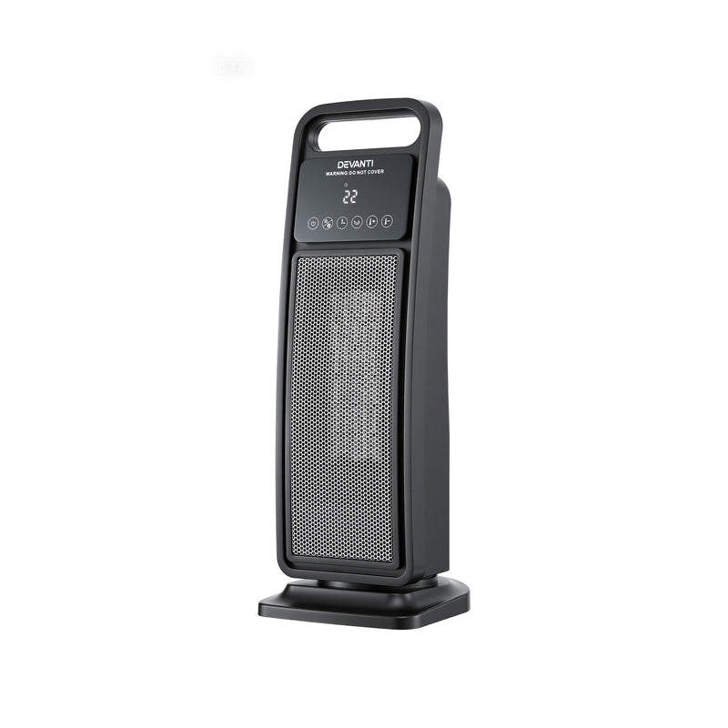 Danoz HeatingSmart - Devanti 2000W Ceramic Tower Heater Space Heaters Indoor Oscillating Black