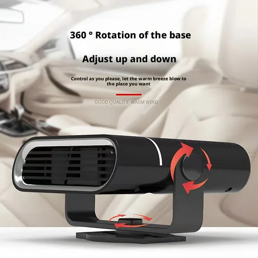 Car air freshener with 360-degree rotation and adjustable base in a car interior.