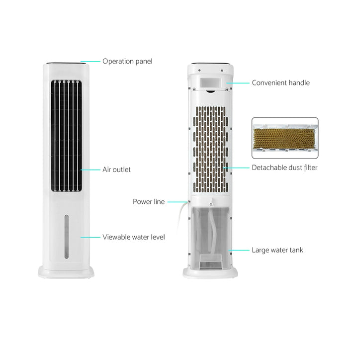 Danoz Air - Devanti Tower Evaporative Air Cooler Conditioner Portable Cool Fan Humidifier 6L