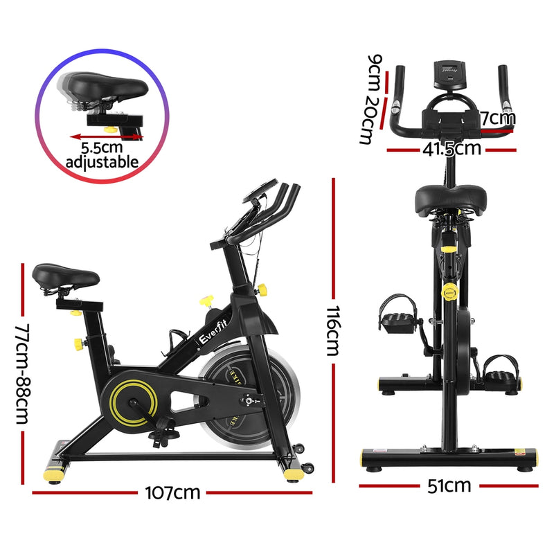 Danoz Fitness - Everfit Spin Bike Exercise Bike Cardio Gym Bluetooth APP Connectable