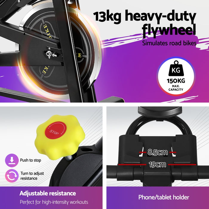 Danoz Fitness - Everfit Spin Bike Exercise Bike Cardio Gym Bluetooth APP Connectable - Incl. Delivery