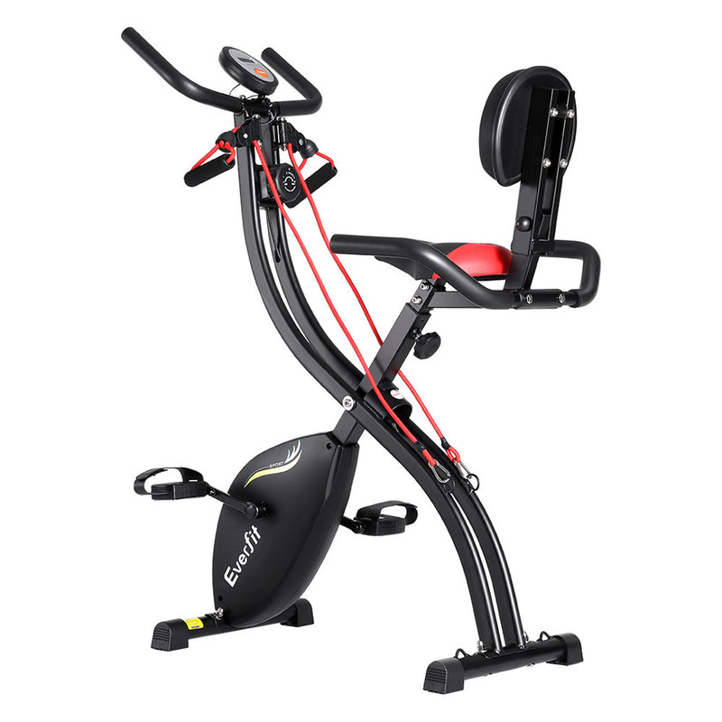 Danoz Fitness - Everfit Folding Exercise Bike Magnetic X-Bike Indoor Cycling Resistance Rope