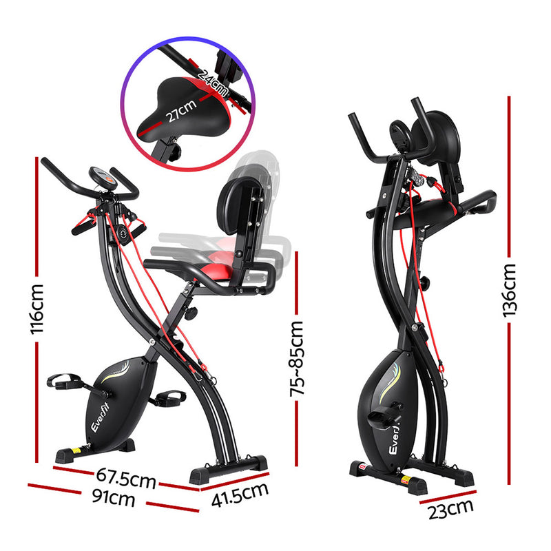 Danoz Fitness - Everfit Folding Exercise Bike Magnetic X-Bike Indoor Cycling Resistance Rope