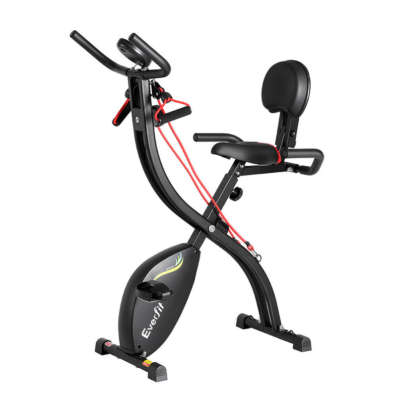 Danoz Fitness - Everfit Folding Exercise Bike Magnetic X-Bike Indoor Cycling Resistance Rope