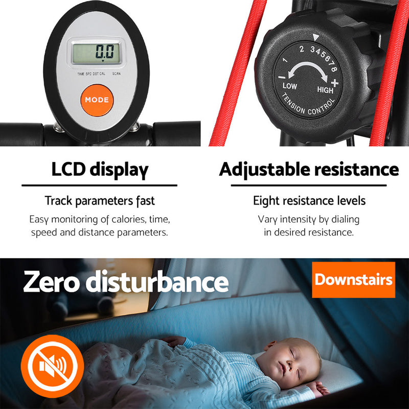 Danoz Fitness - Everfit Folding Exercise Bike Magnetic X-Bike Indoor Cycling Resistance Rope