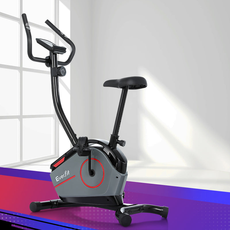 Danoz Fitness - Everfit Magnetic Exercise Bike 8 Levels Upright Bike Fitness Home Gym Cardio - Incl Delivery