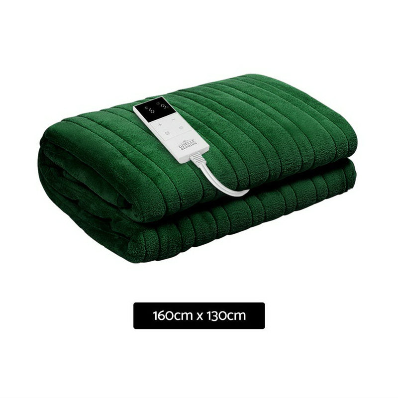 Danoz HeatingSmart - Giselle Electric Throw Rug Heated Blanket Washable Snuggle Flannel Winter Green