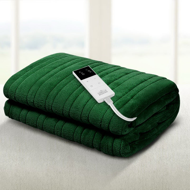 Danoz HeatingSmart - Giselle Electric Throw Rug Heated Blanket Washable Snuggle Flannel Winter Green