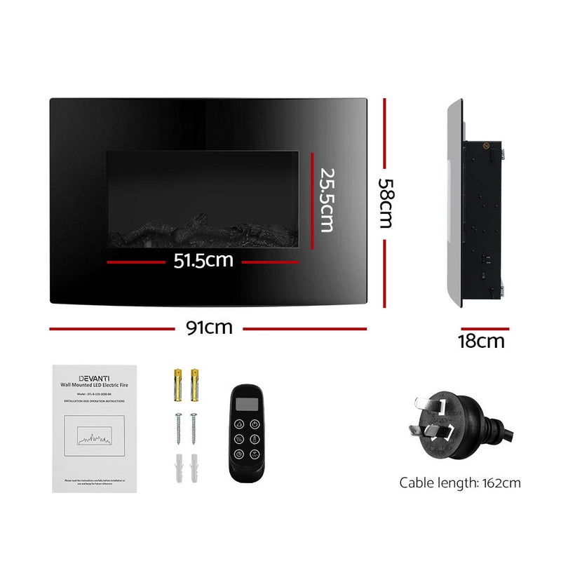 Transform your space with our Danoz Direct - Devanti Electric Fireplace Fire Heater 2000W!