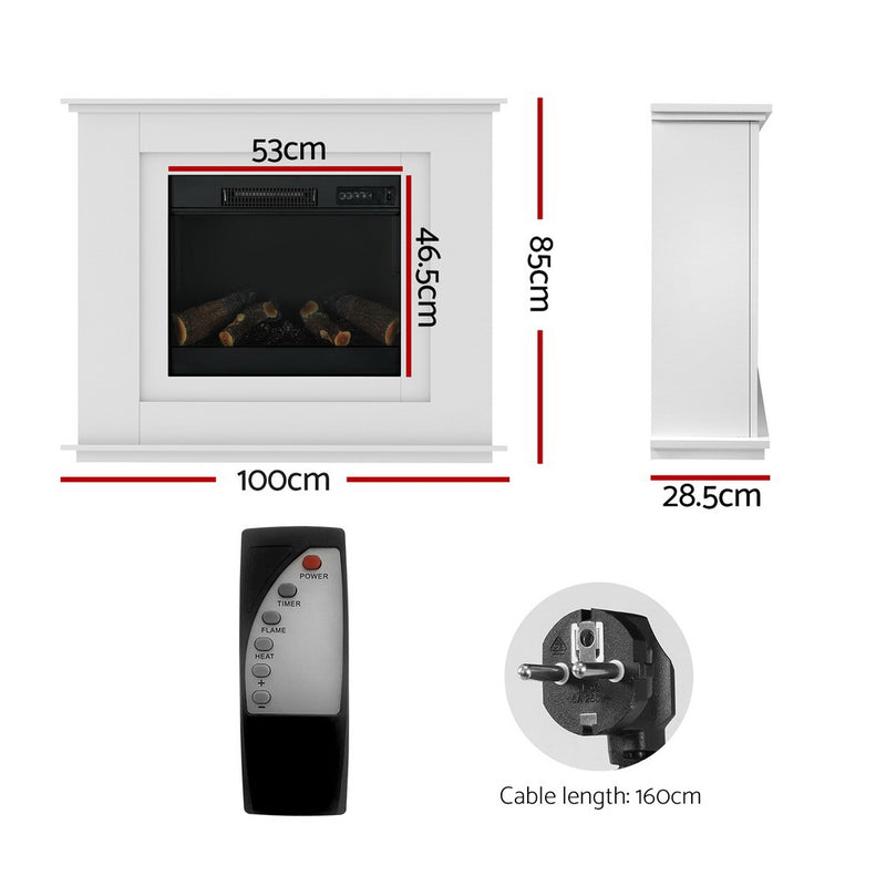 Experience luxury and warmth with Danoz Direct - Devanti Electric Fireplace Fire Heater. With 2000W power and a sleek white design