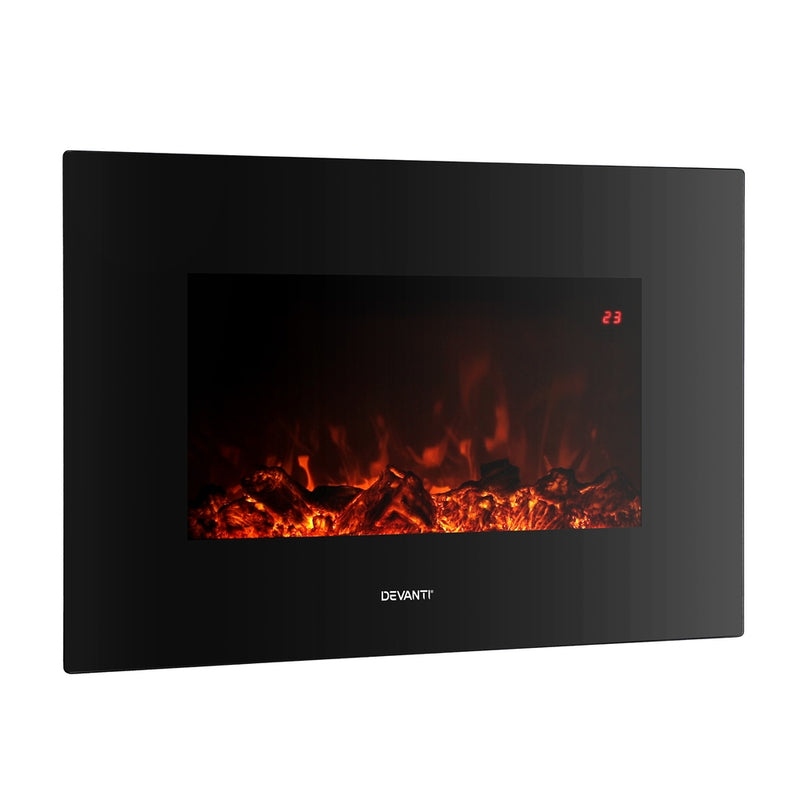 Transform your room into a cozy oasis with Danoz Direct - Devanti Electric Fireplace Fire Heater 2000W Black