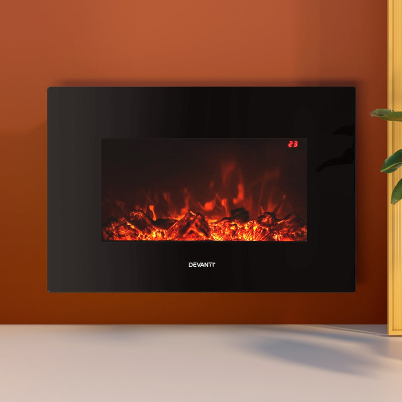 Transform your room into a cozy oasis with Danoz Direct - Devanti Electric Fireplace Fire Heater 2000W Black