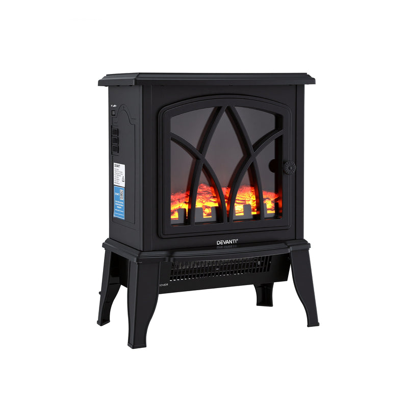 Danoz HeatingSmart - Devanti 2000W Electric Fireplace Heater Stove Freestanding 3D Flame Effect Indoor Space Heaters