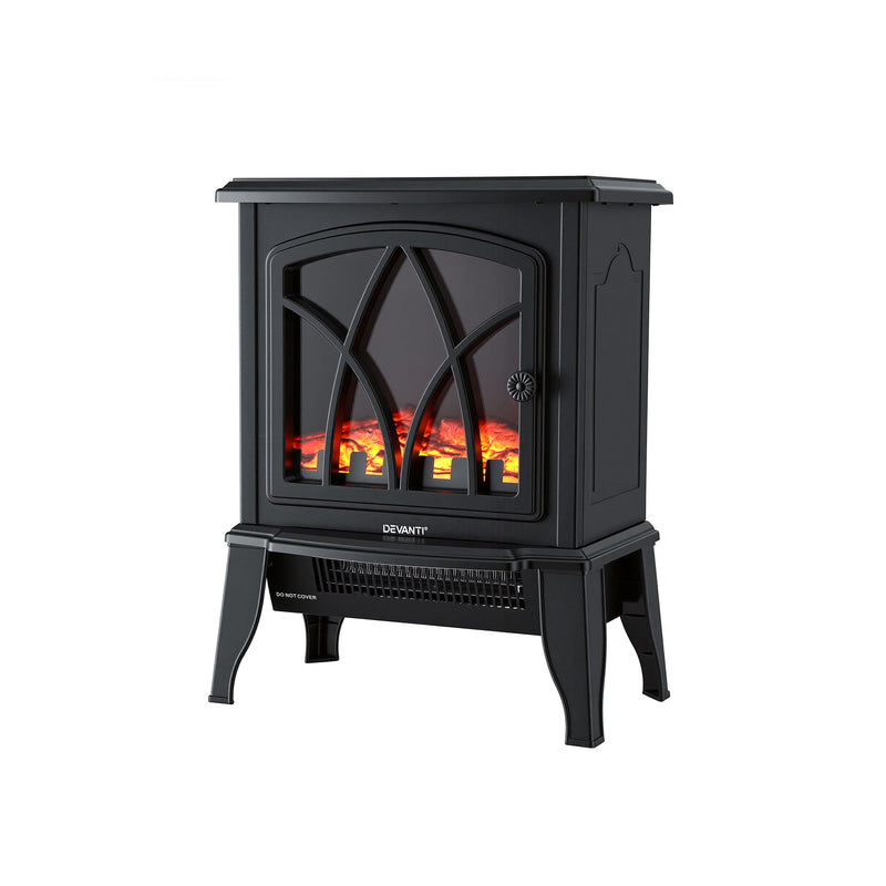 Danoz HeatingSmart - Devanti 2000W Electric Fireplace Heater Stove Freestanding 3D Flame Effect Indoor Space Heaters