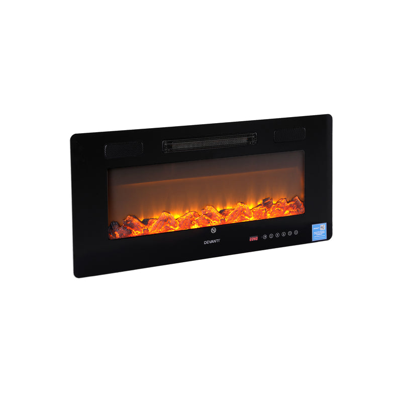 Danoz HeatingSmart - Devanti Electric Fireplace Fire Heater Wall Mounted Insert 3D Flame 1800W Remote Control