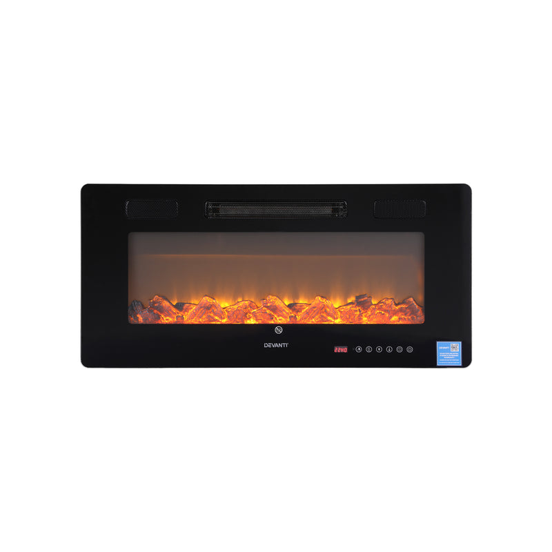 Danoz HeatingSmart - Devanti Electric Fireplace Fire Heater Wall Mounted Insert 3D Flame 1800W Remote Control