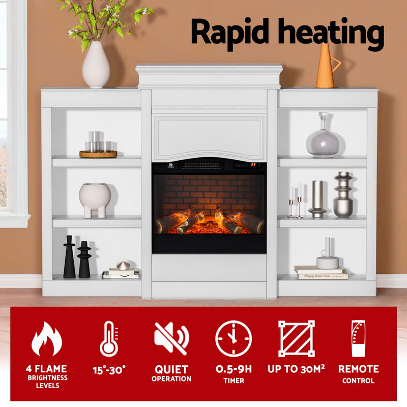 Danoz Direct - Devanti 2000W Electric Fireplace Fire Heater White