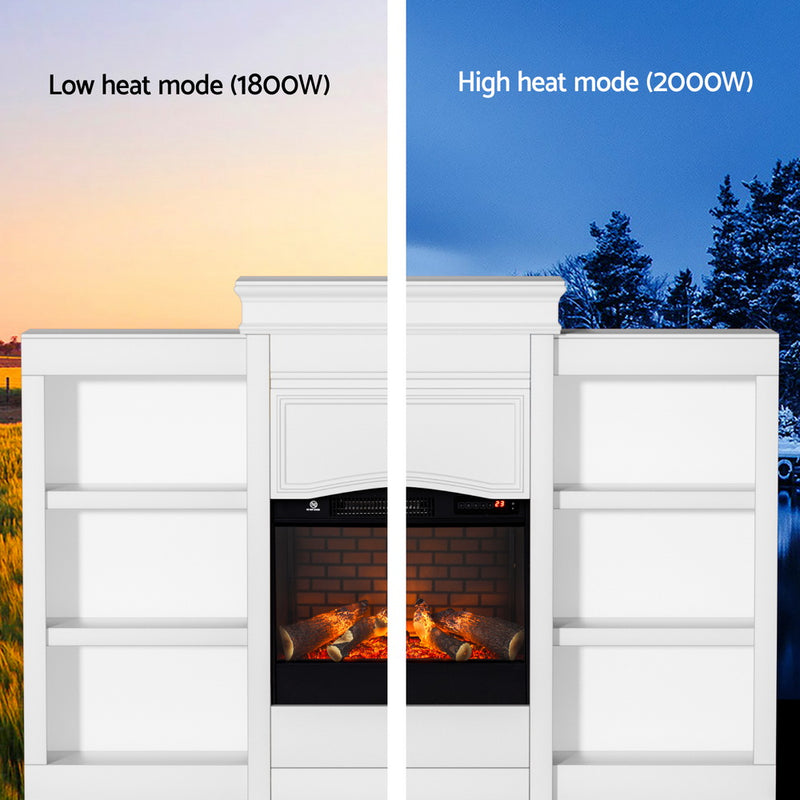 Danoz Direct - Devanti 2000W Electric Fireplace Fire Heater White