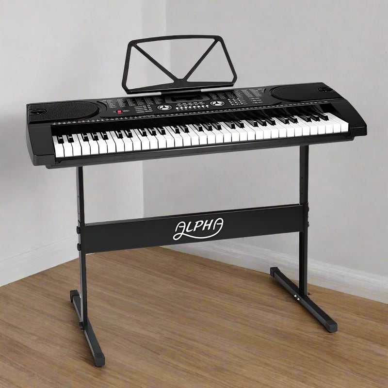Danoz Music - Alpha 61 Keys Electronic Piano Keyboard Digital Electric w/ Stand Beginner Black- Incl. Delivery