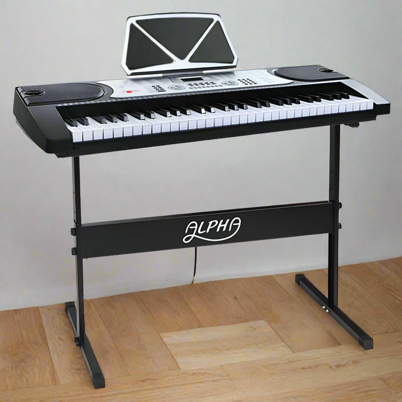 Danoz Music - Alpha 61 Keys Electronic Piano Keyboard Digital Electric w/ Stand Beginner Silver- Incl. Delivery