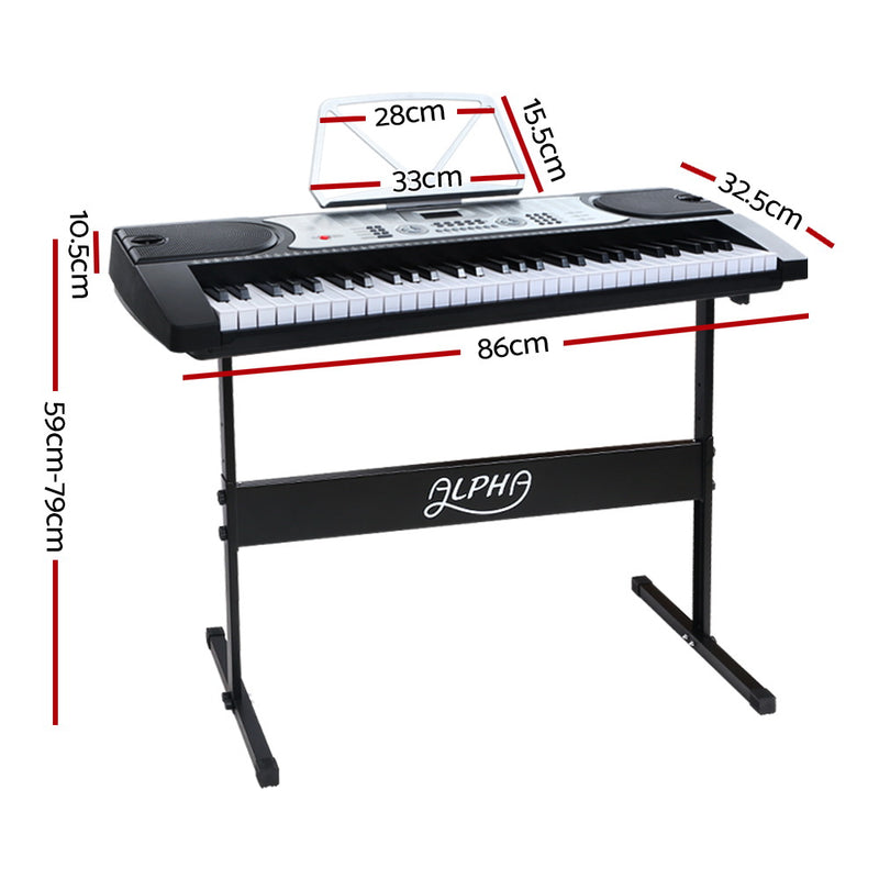 Danoz Music - Alpha 61 Keys Electronic Piano Keyboard Digital Electric w/ Stand Beginner Silver- Incl. Delivery