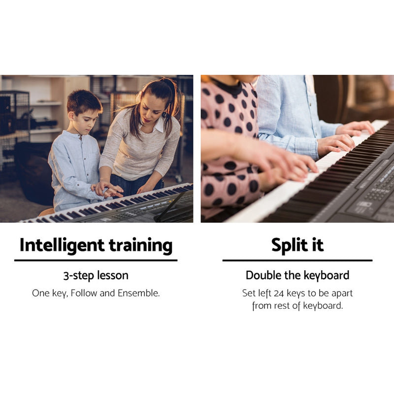 Danoz Music - Alpha 61 Keys Electronic Piano Keyboard Digital Electric w/ Stand Lighted Black- Incl. Delivery