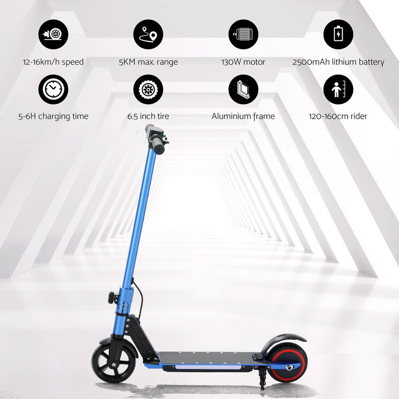Danoz Direct - Electric Scooter 130W 16KM/H LED Light Folding Portable Riding Commuter Blue