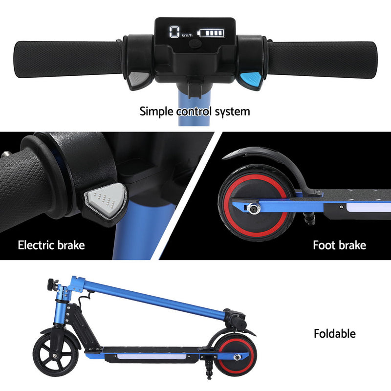 Danoz Direct - Electric Scooter 130W 16KM/H LED Light Folding Portable Riding Commuter Blue