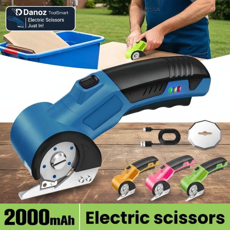 Electric scissors with accessories on a white background