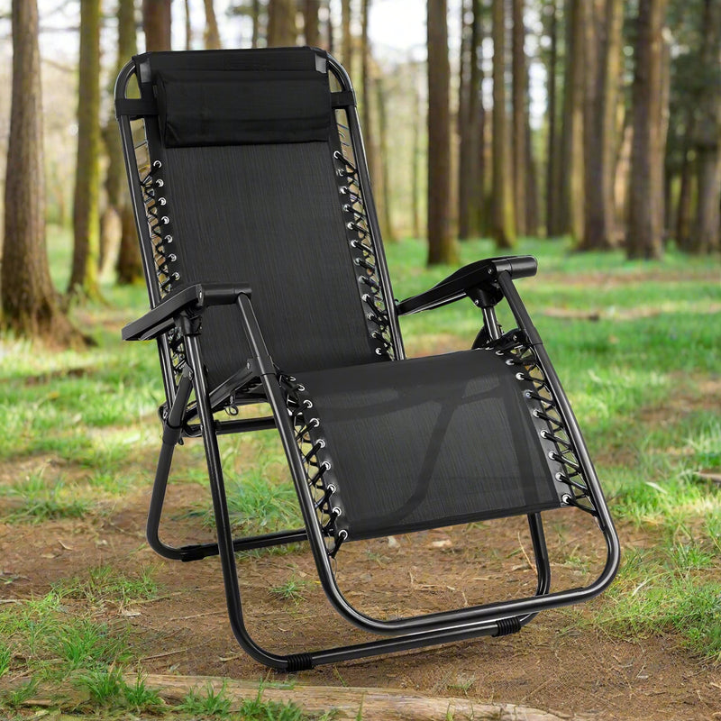 Danoz Direct - Gardeon Zero Gravity Chair Folding Outdoor Recliner Adjustable Sun Lounge Camping Black