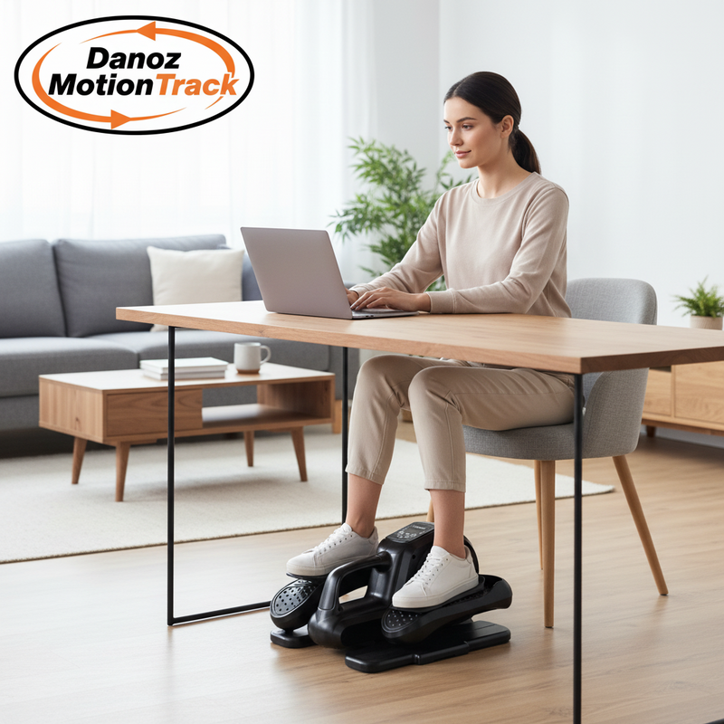 Danoz MotionTrack  - Under Desk Electric Pedal Exerciser Mini Exercise Bike Elliptical Cross Trainer 50W Blue with Remote Control