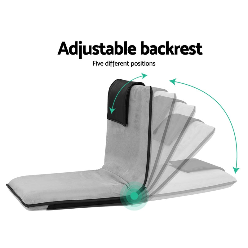 Danoz Furniture - Artiss 2X Floor Lounge Sofa Bed Floor Cushion Velvet Grey