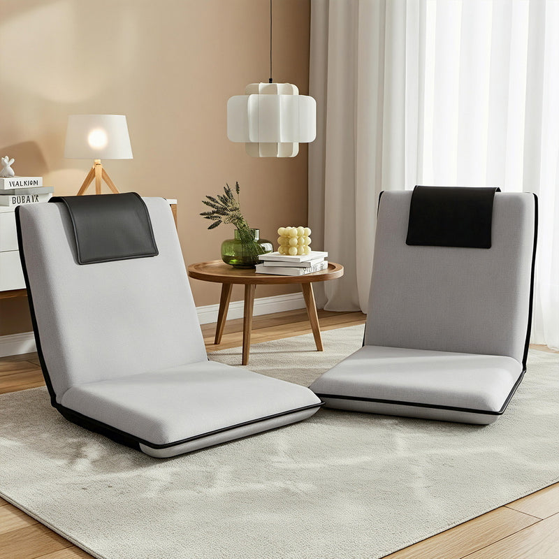 Danoz Furniture - Artiss 2X Floor Lounge Sofa Bed Floor Cushion Velvet Grey