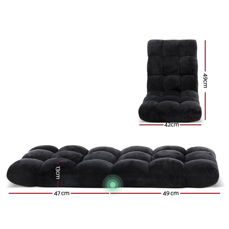 Danoz Furniture - Artiss 2X Lounge Sofa Bed Flannel Fabric Black